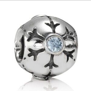 Retired Pandora Snowflake Charm Aquamarine Crystal